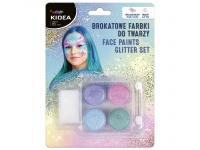 KIDEA Farbki brokatowe do twarzy 4 kolory na blistrze 20x15 cm