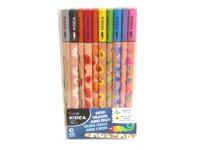 KIDEA Kredki trójkątne, jumbo KWIATY 10 kolorów