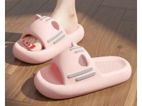 Klapki piankowe PCV roz: 40-41 RÓŻOWE Z SZARYMI PASKAMI i uszami