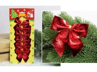 Kokardki świąteczne 8x7 cm CZERWONE kpl 6 szt