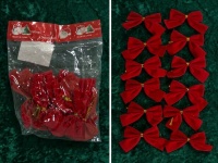 Kokardki świąteczne czerwone zamszowe 7 cm - kpl 12 szt