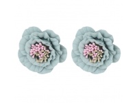 Kolczyki KWIATY, PIWONIE szaro-zielone 4,5 cm