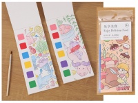 Kolorowanka z farbami  i pędzelkiem 10 obrazków 19x8 cm JEDZENIE