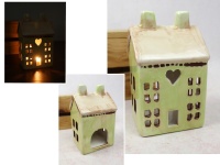 Kominek ceramiczny DOMEK 15x9x7,5 cm - jasno zielony