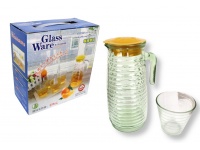 Komplet dzbanek 850 ml + 4 szklanki 230 ml tłoczony wzór paski