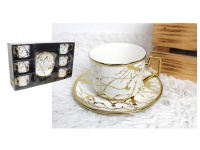 Komplet filiżanki do kawy + talerzyki 6+6 szt ZŁOTA MOZAIKA
