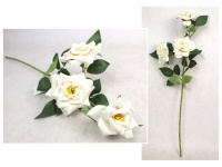 Kwiat RÓŻA wys. 55 cm (3 główki 7-9 cm) - ECRU