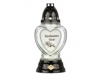 Znicz szklany 86 POD bezbarwny Kochanemu Tacie SERCE CZARNY 22 cm - 1 szt