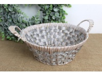 Kosz, koszyk OKRĄGŁY z uszami 36x28x15 cm SZARY