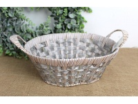 Kosz, koszyk OWALNY z uszami 38x24x14,5 cm SZARY