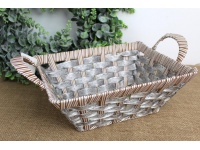 Kosz, koszyk PROSTOKĄTNY z uszami 37,5x23x13 cm SZARY