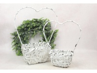 Kosz, osłonka rattanowa na stelażu z drutu SERCE  kpl 2 szt