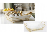 Kosz stalowy na pieczywo ZŁOTY z materiałem 30x19x10 cm