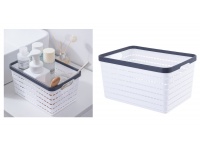 Koszyk plastikowy do przechowywania prostokąty 29,5x21x16 cm BIAŁY z grafitowym rantem