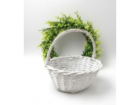 Koszyk wikliniowy owalny biały 25x25x18x12 cm