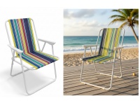 Krzesło, fotel składany miękki plażowy w kolorowe PASKI 75x54x45 cm MIX KOLOR