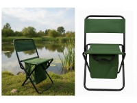 Krzesło wędkarskie, turystyczne ze schowkiem na suwak, składane z metalowym stelażem 59x35x26 cm ZIELONY
