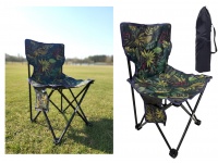 Krzesło wędkarskie, turystyczne, składane z metalowym stelażem KWIATY 65x39x37 cm