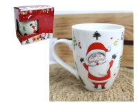 Kubek ceramiczny ŚWIĄTECZNY 8,5x10,5x12 cm 400 ml w kartoniku 12x10,5x8,5 cm MIX WZORÓW