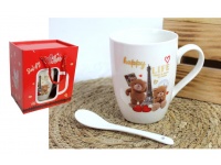 Kubek ceramiczny WALENTYNKI w kartoniku 16x15x9,5 cm MIX WZORÓW