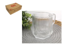 Szklanka 280 ml nieregularny kształt w paski 9x7,5 cm