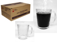 Kubek szklanka 300 ml z uchem, tłoczony wzór KROPKI 10x8 cm - 1 szt