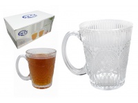 Kubek szklanka z uchem koła i kropki 10x8 cm 250 ml kpl. 6 szt