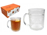 Kubek szklanka z uchem koła i kropki 10x8 cm 330 ml kpl. 6 szt