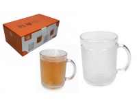 Kubek szklanka z uchem kropeczki 10x8 cm 330 ml kpl. 6 szt