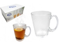 Kubek szklanka z uchem młotkowana 10x8 cm 250 ml kpl. 6 szt