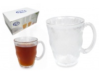 Kubek szklanka z uchem mrożone szkło 10x8 cm 250 ml kpl. 6 szt