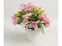 Kwiat ala OLEANDER w białej doniczce wys. 22 cm (kwiat 5,5x1 cm) jasno RÓŻOWA