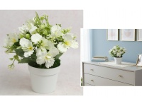 Kwiat ala OLEANDER w białej doniczce wys. 22 cm (kwiat 5,5x1 cm) BIAŁA