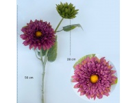 Kwiat ASTER, CHRYZANTEMA pełny 56 cm 2 ramiona kwiat 14 cm i pąk 10 cm FIOLETOWA