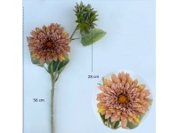 Kwiat ASTER, CHRYZANTEMA pełny 56 cm 2 ramiona kwiat 14 cm i pąk 10 cm BRĄZOWA