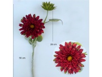 Kwiat ASTER, CHRYZANTEMA pełny 56 cm 2 ramiona kwiat 14 cm i pąk 10 cm CZERWONA