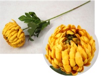 Kwiat CHRYZANTEMA ANANAS wys. 69 cm (główka 11x8 cm) POMARAŃCZOWA z zielonym środkiem
