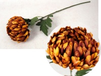 Kwiat CHRYZANTEMA ANANAS wys. 68 cm (główka 14x8 cm) POMARAŃCZOWA cieniowana