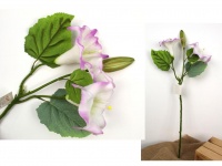 Kwiat DATURA gumowa wys. 69 cm (2 główki ok. 12 cm +1pąk ) BIAŁO FIOLETOWY