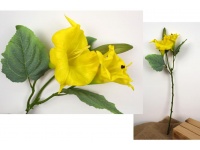 Kwiat DATURA gumowa wys. 69 cm (2 główki ok. 12 cm +1pąk ) ŻÓŁTY