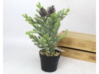 Kwiat, drzewko silikonowe PE ŚWIERK płaczący z szyszkami, bielony w doniczce 30 cm