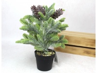 Kwiat, drzewko silikonowe PE JODŁA z szyszkami w doniczce 30 cm