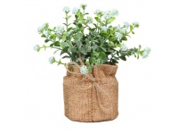 Kwiat GIPSÓWKA w jutowej doniczce wys. 15 cm BŁĘKITNA