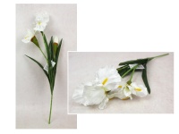 Kwiat IRYS wys. 58 cm, 3 ramiona (2 kwiaty 16-10 cm, pąk) BIAŁY