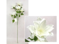 Kwiat KLEMATIS wys. 73 cm, 5 ramion (5 kwiatów 14x4 cm) BIAŁY