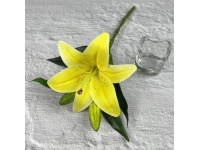 Kwiat LILIA (1 kwiat z tworzywa sztucznego 15x7 cm) + 2 pąki łodyga 38 cm ŻÓŁTA