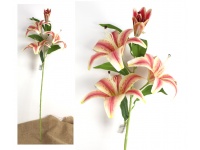 Kwiat LILIA 3D print wys. 100 cm (3 kwiaty 22 cm +1 pąk) RÓŻOWA cieniowana