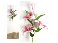 Kwiat LILIA 3D print wys. 100 cm (3 kwiaty 22 cm +1 pąk) JASNO RÓŻOWA