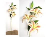 Kwiat LILIA 3D print wys. 100 cm (kwiat 22 cm) BIAŁO-ŻÓŁTA z różowym środkiem