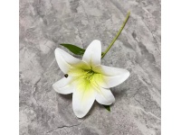 Kwiat LILIA plastikowa wys. 30 cm (kwiat 15 cm) BIAŁA  z zielonym środkiem